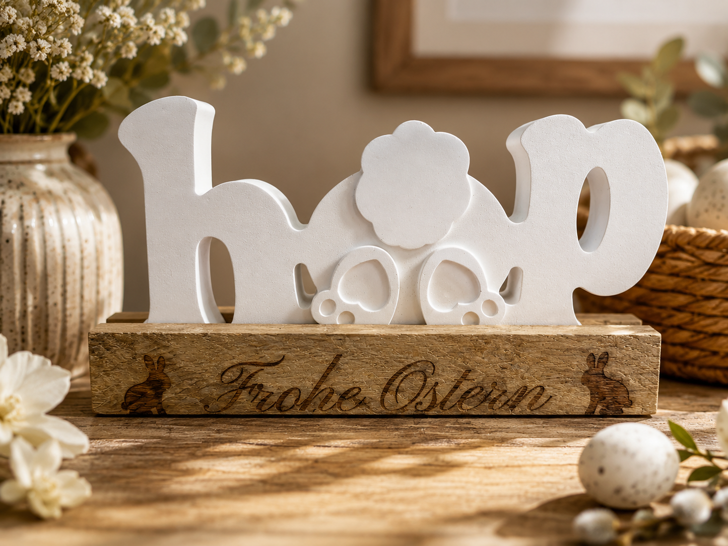 Oster-Aufsteller „Hop“ – Rustikaler Charme trifft modernes Design