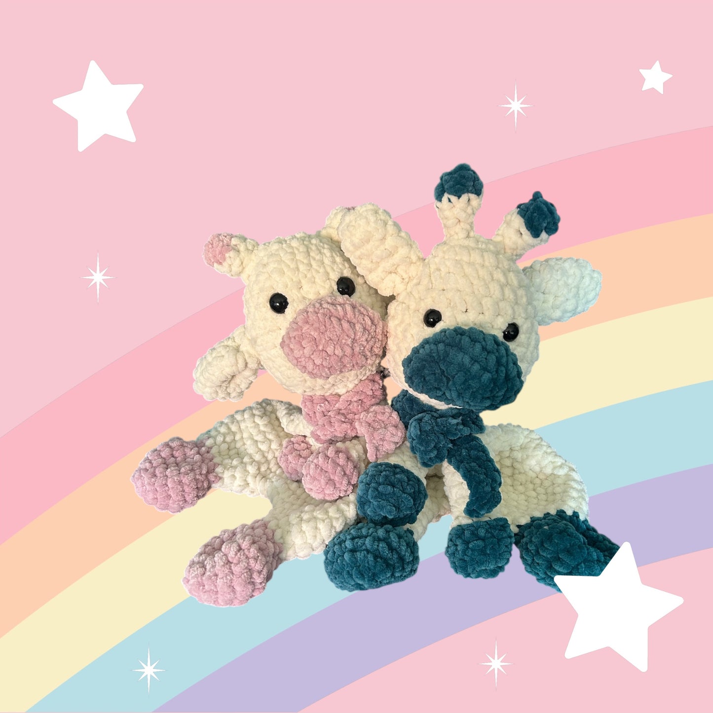 Kuschelgiraffe aus Chenillewolle – ca. 38 cm – in Rosa oder Petrol