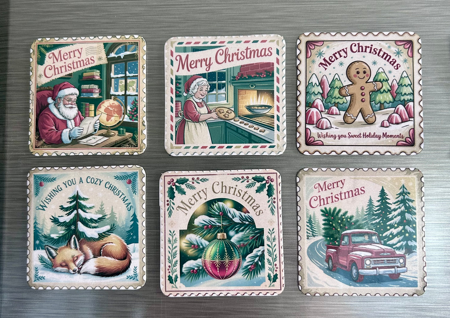 Kühlschrankmagnete – Humorvoll, weihnachtlich & einfach zum Verlieben! (55 mm x 55 mm) 6er Set