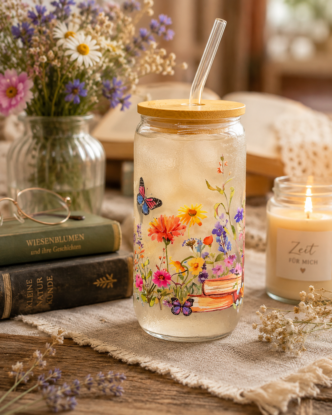 Cottage-Leseglas „Wildblumenbibliothek“