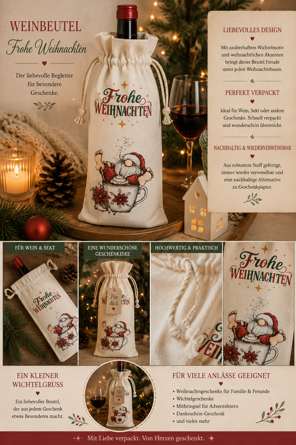 Geschenkbeutel Flasche