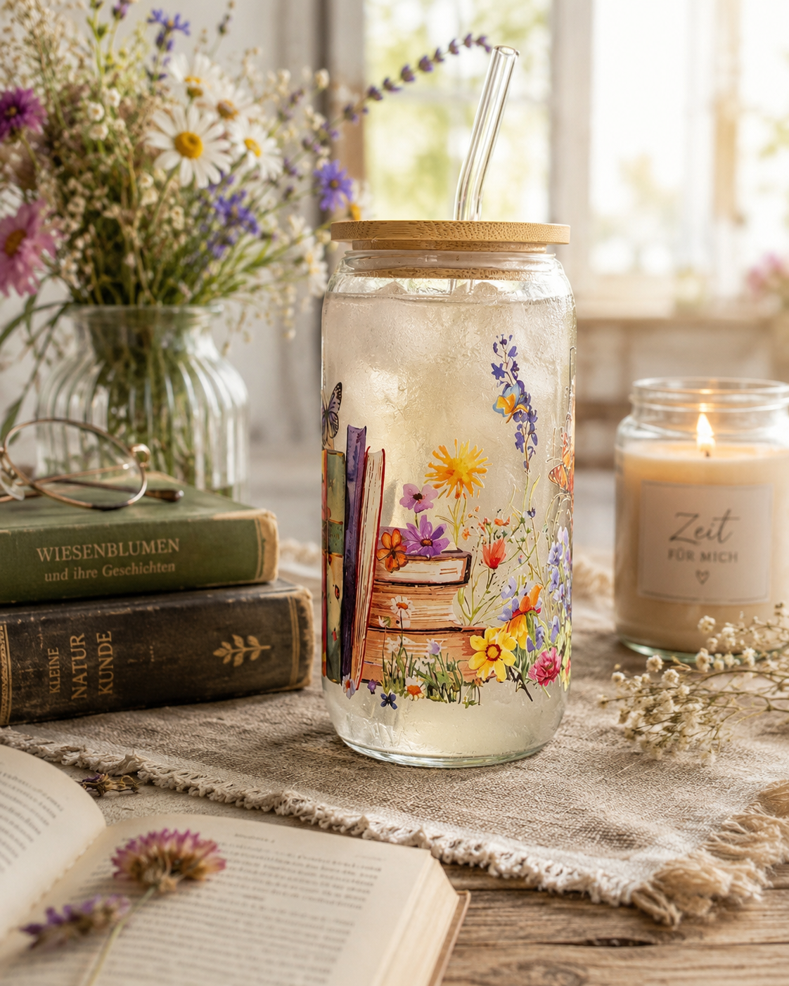 Cottage-Leseglas „Wildblumenbibliothek“
