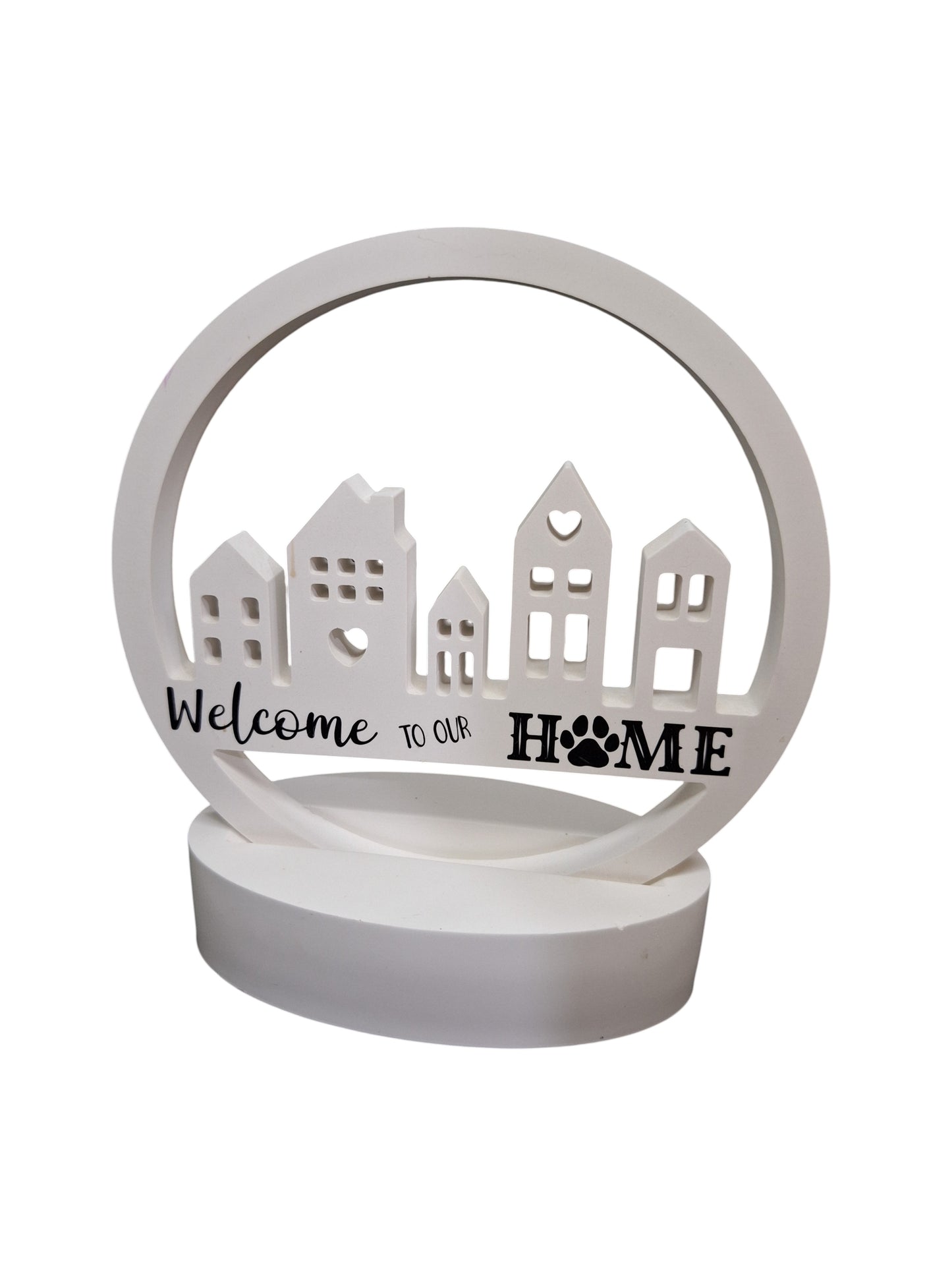 Design-Aufsteller „Welcome to our Home“ – Modernes Wohnaccessoire